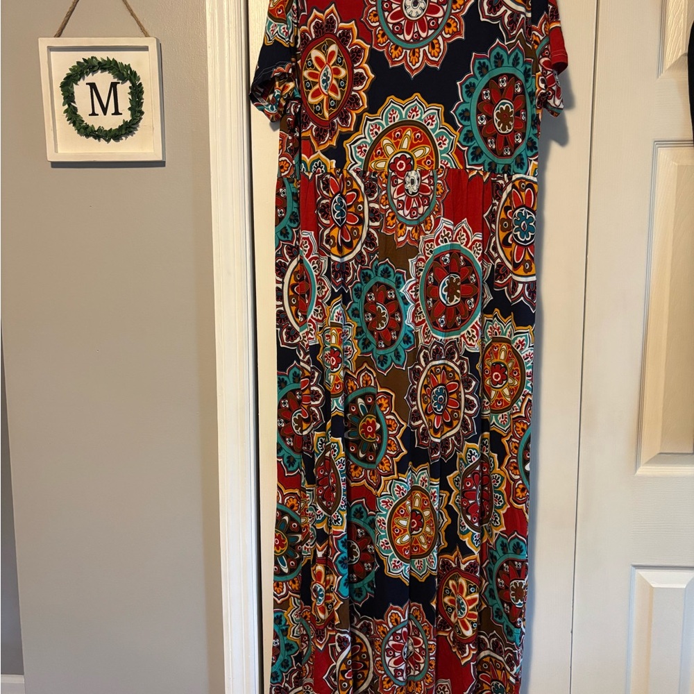 Colorful Mandala Print Maxi Dress